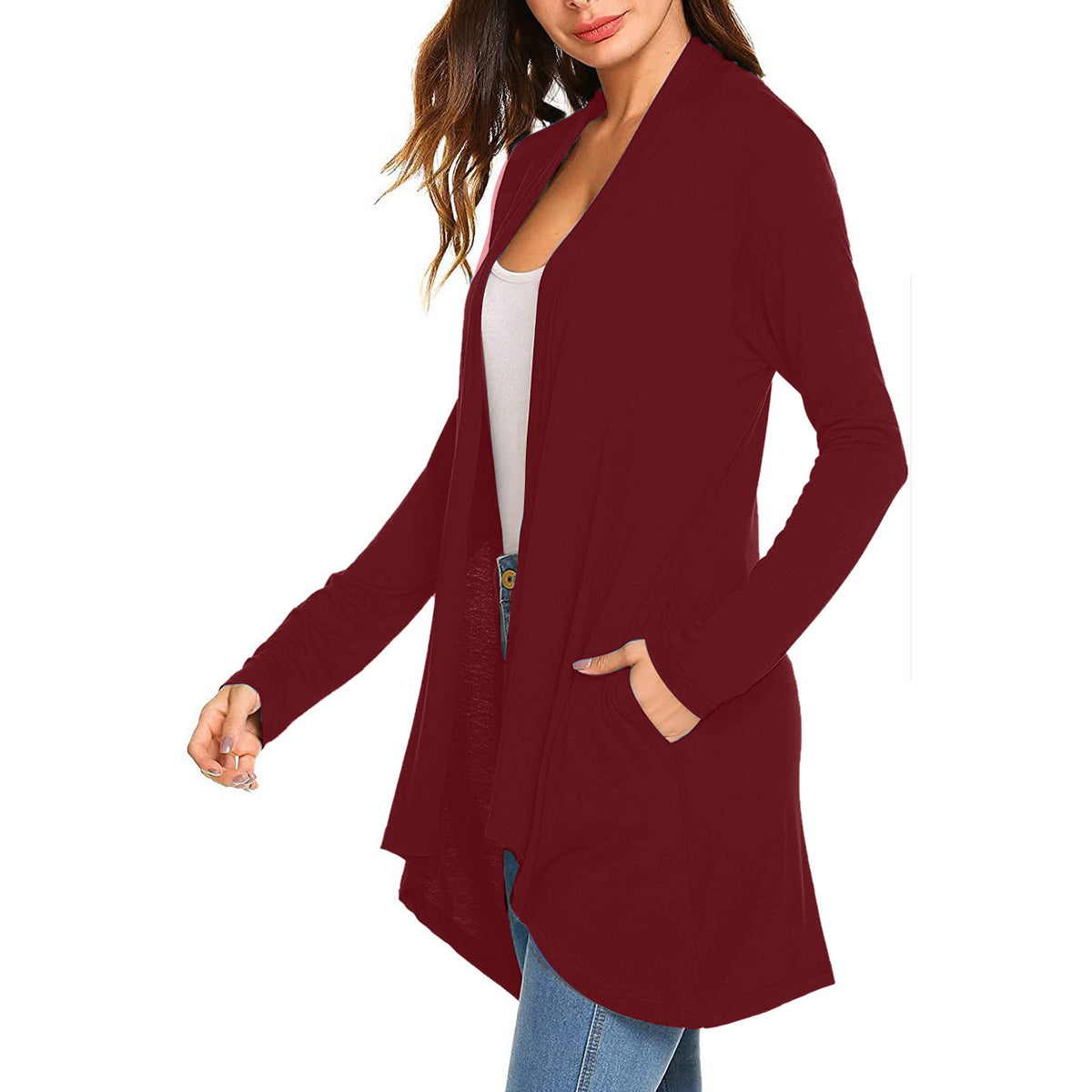 Cross-Border European and American Women's Clothing 2026 Amazon Hot-Selling Women's Knitted Solid Color Long-Sleeve Cardigan Top with Pockets in Stock