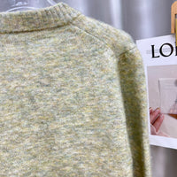 Floral Yarn Round Neck Cardigan Single-Breasted Mohair Soft Waxy Knitted Cardigan for Women Casual Versatile Fashion Versatile