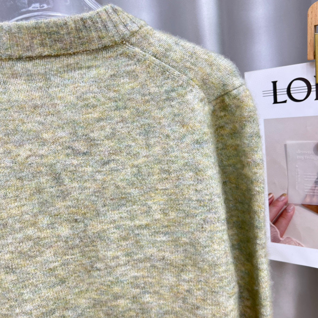 Floral Yarn Round Neck Cardigan Single-Breasted Mohair Soft Waxy Knitted Cardigan for Women Casual Versatile Fashion Versatile