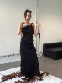 Dorothy Summer New Casual Fashionable Romantic Vacation Shoulder Lace-up dress Slim-fit Adjustable Long Dress for Women