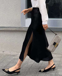 Acetic Acid Skirt Women's New High-end Sense French Minimalist Solid Color All-match Midi Fishtail Skirt