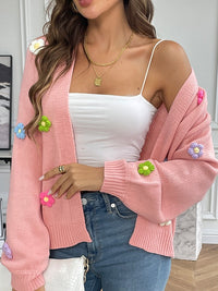 Foreign trade cross-border new hand hook flower sweet knitted cardigan sweater coat women's lazy casual loose sweater