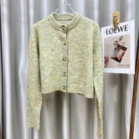 Floral Yarn Round Neck Cardigan Single-Breasted Mohair Soft Waxy Knitted Cardigan for Women Casual Versatile Fashion Versatile