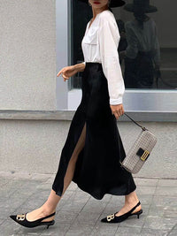 Acetic Acid Skirt Women's New High-end Sense French Minimalist Solid Color All-match Midi Fishtail Skirt