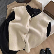Autumn and Winter New Round Neck Knitted Cardigan Women's Loose Large Size Sweater Versatile Jacket Pure Color Bottoming Wool Jacket