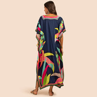 European and American New Positioning Printed Blouse Seaside Vacation Long Dress Loose Blouse Bikini Swimwear Long Gown Women