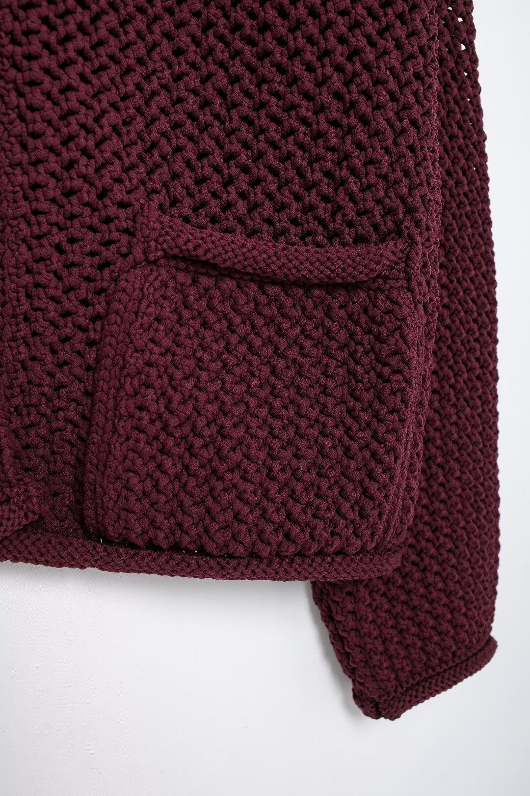 Amazon Cross-border Women's Casual All-match Thick Needle Knitted Cardigan Autumn Loose Hollow Solid Color Sweater Jacket