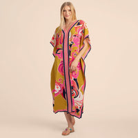 European and American New Positioning Printed Blouse Seaside Vacation Long Dress Loose Blouse Bikini Swimwear Long Gown Women