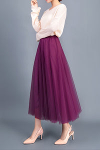 New Long Veil Skirt Oversized Puff Mesh Skirt Women's Spring and Summer High Waist Slim-Fit Pleated A- Line Fairy Skirt