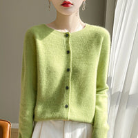 Trendy Knitted Cardigan for Women, Spring and Autumn New Style, Simple Versatile Loose Slimming Soft Round Neck Sweater Jacket