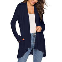 Cross-Border European and American Women's Clothing 2026 Amazon Hot-Selling Women's Knitted Solid Color Long-Sleeve Cardigan Top with Pockets in Stock