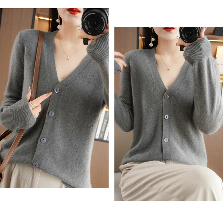 Autumn and Winter Atmosphere Wool Cardigan for Women, Lazy Style Knitted Jacket, Loose Outer Wear, Soft and Gentle, Super Popular on Ins