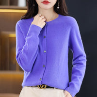 Round Neck Knitted Cardigan for Women, Osmanthus Needle Imitation Outwear Sweater for Women, Loose Spring & Fall Outer Cardigan Sweater Bottoming Shirt