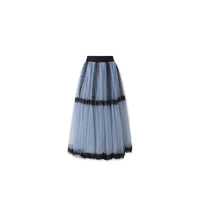 Designed Mesh Large Hem Umbrella Skirt for Women Summer French Romantic Fairy Long Skirt Polka Dot Skirt