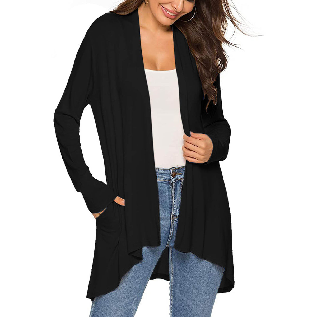 Cross-Border European and American Women's Clothing 2026 Amazon Hot-Selling Women's Knitted Solid Color Long-Sleeve Cardigan Top with Pockets in Stock