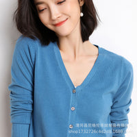 2023 Spring and Autumn New Women's Korean Style Short Fashion Knitted Cardigan Sweater Women's Solid Color Easiest for Match Temperament Jacket