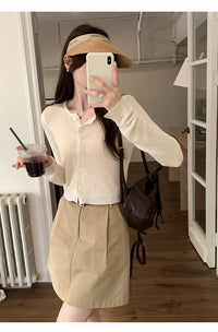 Dopamine Super Nice Long-Sleeved Knitted Cardigan for Women 2025 Summer New Style Petite Anti-Sun Blouse Slim Top