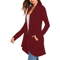 Cross-Border European and American Women's Clothing 2026 Amazon Hot-Selling Women's Knitted Solid Color Long-Sleeve Cardigan Top with Pockets in Stock