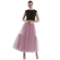 Mesh Skirt for Women 2025 Spring, Summer, and Autumn Long High-Waisted Ladylike Cake Skirt with Pleated Patchwork Midi Skirt with a Large Hem