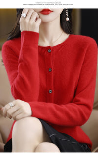 Trendy Knitted Cardigan for Women, Spring and Autumn New Style, Simple Versatile Loose Slimming Soft Round Neck Sweater Jacket