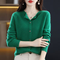 Trendy Knitted Cardigan for Women, Spring and Autumn New Style, Simple Versatile Loose Slimming Soft Round Neck Sweater Jacket