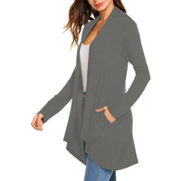 Cross-Border European and American Women's Clothing 2026 Amazon Hot-Selling Women's Knitted Solid Color Long-Sleeve Cardigan Top with Pockets in Stock