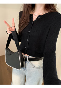 Dopamine Super Nice Long-Sleeved Knitted Cardigan for Women 2025 Summer New Style Petite Anti-Sun Blouse Slim Top