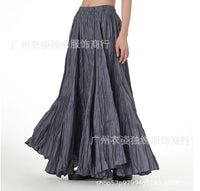 Amazon European and American Style Simple Crinkled Midi Skirt 2026 Summer New Fashion Brand Women's Clothing Trendy Versatile Oversized Flared Skirt