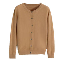 Autumn and Winter New Round Neck Knitted Cardigan Women's Loose Large Size Sweater Versatile Jacket Pure Color Bottoming Wool Jacket