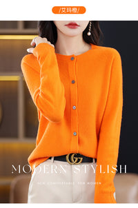Round Neck Knitted Cardigan for Women, Osmanthus Needle Imitation Outwear Sweater for Women, Loose Spring & Fall Outer Cardigan Sweater Bottoming Shirt