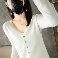 Knitted Cardigan Women's Spring and Autumn Long-Sleeved Sweater Cardigan Thin Age-Reducing Jacket Knitted Sweater Cross-Border Sweater Cardigan Base