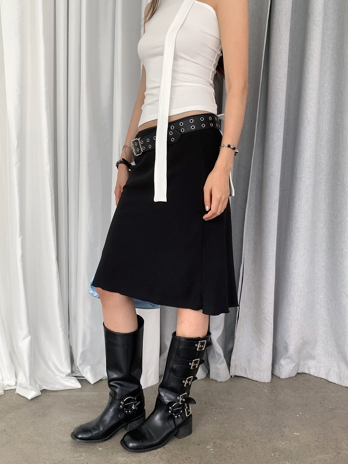 Dorothy South Korea Romantic Vacation Black Mesh Pure Desire Lace Low Waist Midi Fishtail Skirt