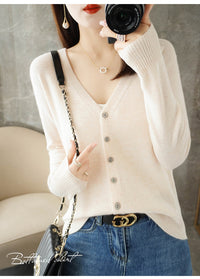 Knitted Cardigan Women's Spring and Autumn Long-Sleeved Sweater Cardigan Thin Age-Reducing Jacket Knitted Sweater Cross-Border Sweater Cardigan Base