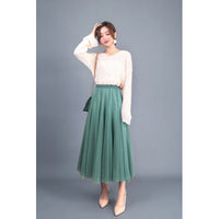 New Long Veil Skirt Oversized Puff Mesh Skirt Women's Spring and Summer High Waist Slim-Fit Pleated A- Line Fairy Skirt