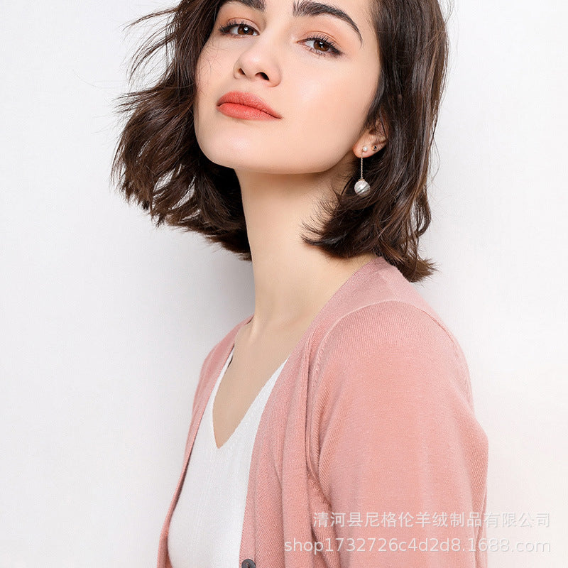 2023 Spring and Autumn New Women's Korean Style Short Fashion Knitted Cardigan Sweater Women's Solid Color Easiest for Match Temperament Jacket