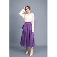 New Long Veil Skirt Oversized Puff Mesh Skirt Women's Spring and Summer High Waist Slim-Fit Pleated A- Line Fairy Skirt