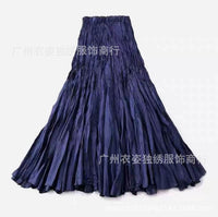 Amazon European and American Style Simple Crinkled Midi Skirt 2026 Summer New Fashion Brand Women's Clothing Trendy Versatile Oversized Flared Skirt