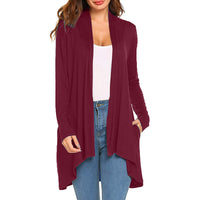 Cross-Border European and American Women's Clothing 2026 Amazon Hot-Selling Women's Knitted Solid Color Long-Sleeve Cardigan Top with Pockets in Stock