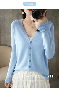 Knitted Cardigan Women's Spring and Autumn Long-Sleeved Sweater Cardigan Thin Age-Reducing Jacket Knitted Sweater Cross-Border Sweater Cardigan Base