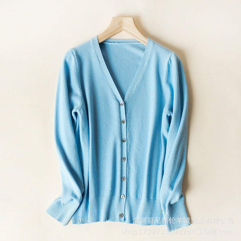 2023 Spring and Autumn New Women's Korean Style Short Fashion Knitted Cardigan Sweater Women's Solid Color Easiest for Match Temperament Jacket