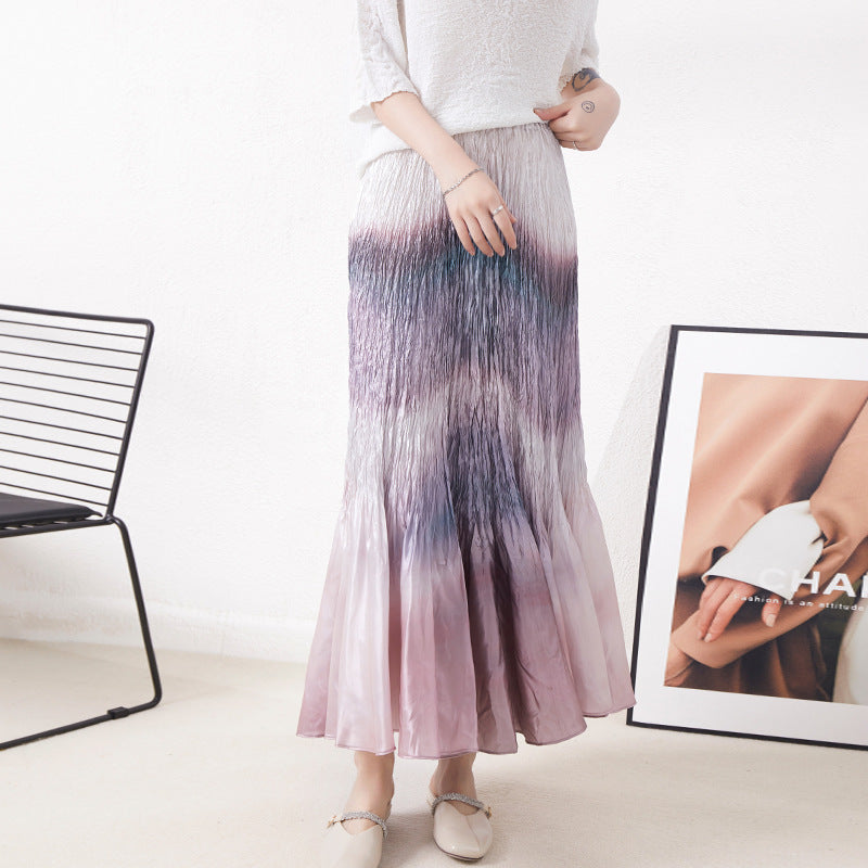 Japanese Style Design Niche Skirt Women's 2023 Summer New Pleated Skirt Elegant All-match High Waist Midi Skirt