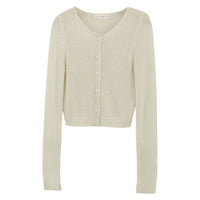 Dopamine Super Nice Long-Sleeved Knitted Cardigan for Women 2025 Summer New Style Petite Anti-Sun Blouse Slim Top