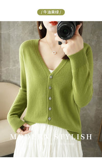 Knitted Cardigan Women's Spring and Autumn Long-Sleeved Sweater Cardigan Thin Age-Reducing Jacket Knitted Sweater Cross-Border Sweater Cardigan Base