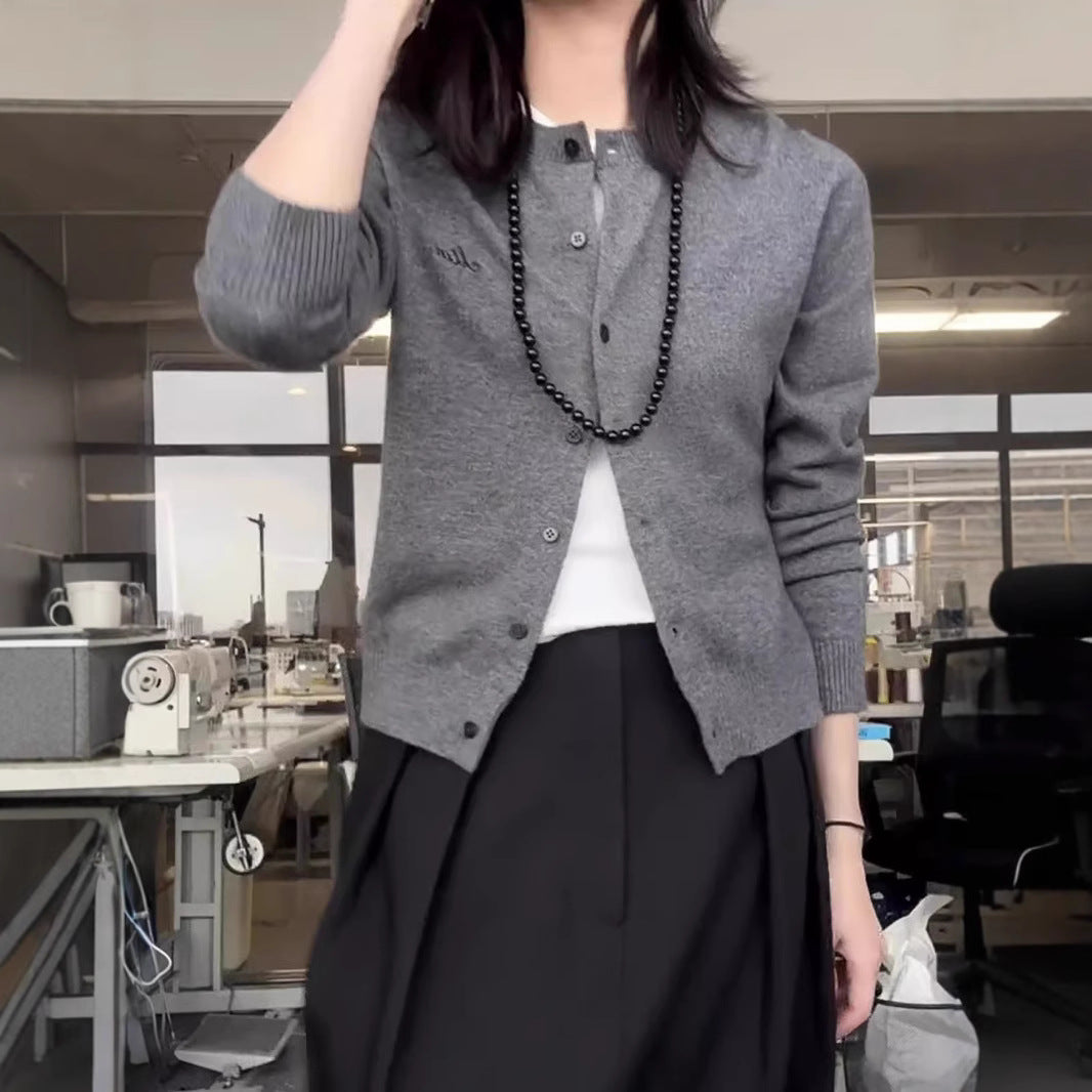 Fashionable All-match Autumn New Single-breasted Casual Cardigan Women's Loose Slimming Long-sleeved Knitted Jacket