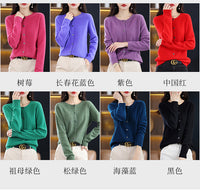 Round Neck Knitted Cardigan for Women, Osmanthus Needle Imitation Outwear Sweater for Women, Loose Spring & Fall Outer Cardigan Sweater Bottoming Shirt
