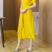 European and American Asymmetric Design One-sided Pendulum One-sided Split Three-house Fold Series Architectural Style Skirt for Women