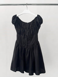 Dorothy Summer New French Style Romantic Little Black Dress with Line Collar and Lantern Sleeves Slimming Ballet Style dress Women