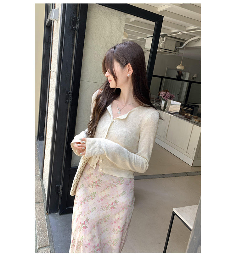 Dopamine Super Nice Long-Sleeved Knitted Cardigan for Women 2025 Summer New Style Petite Anti-Sun Blouse Slim Top