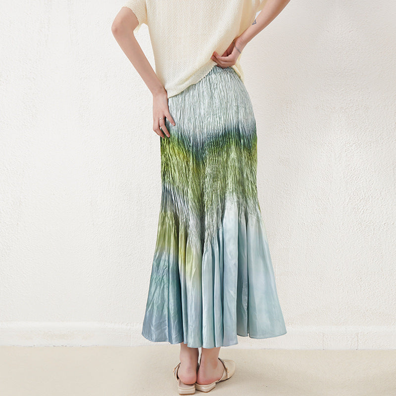 Japanese Style Design Niche Skirt Women's 2023 Summer New Pleated Skirt Elegant All-match High Waist Midi Skirt