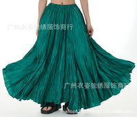 Amazon European and American Style Simple Crinkled Midi Skirt 2026 Summer New Fashion Brand Women's Clothing Trendy Versatile Oversized Flared Skirt